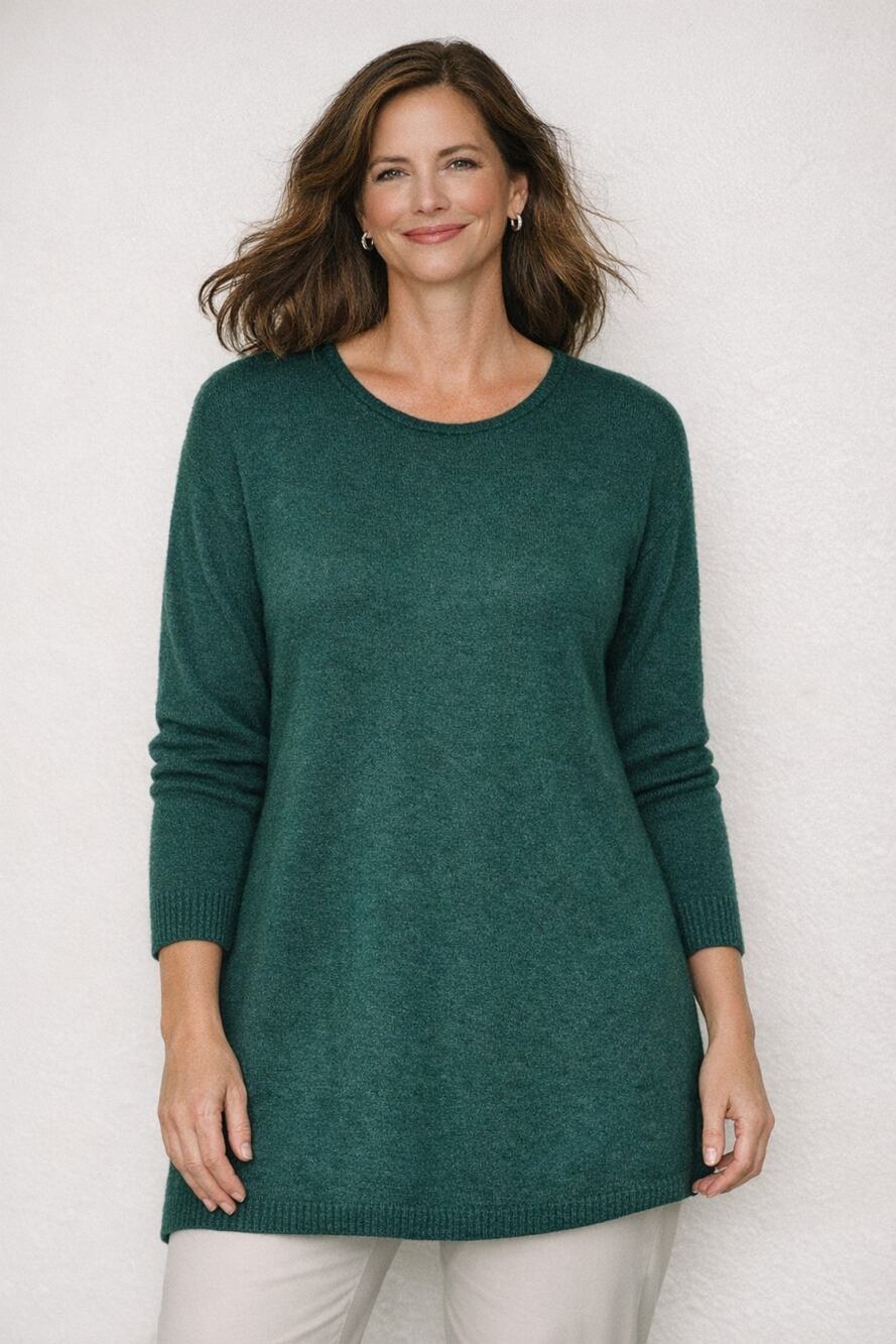 J.Jill Washable Merino Wool Sweater Forest Green Crewneck Size Large Tall